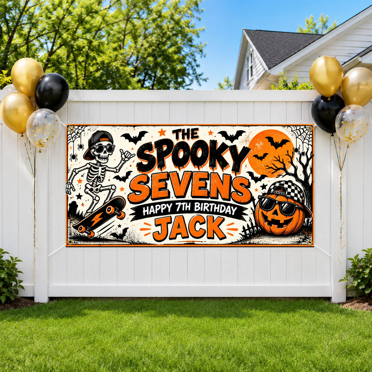 Skeleton 7th Birthday Banner