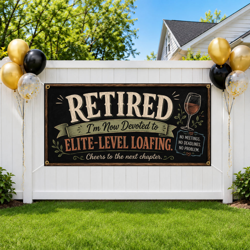 Funny Retirement Banner, Elite Loafing Sign, Coworker Backdrop