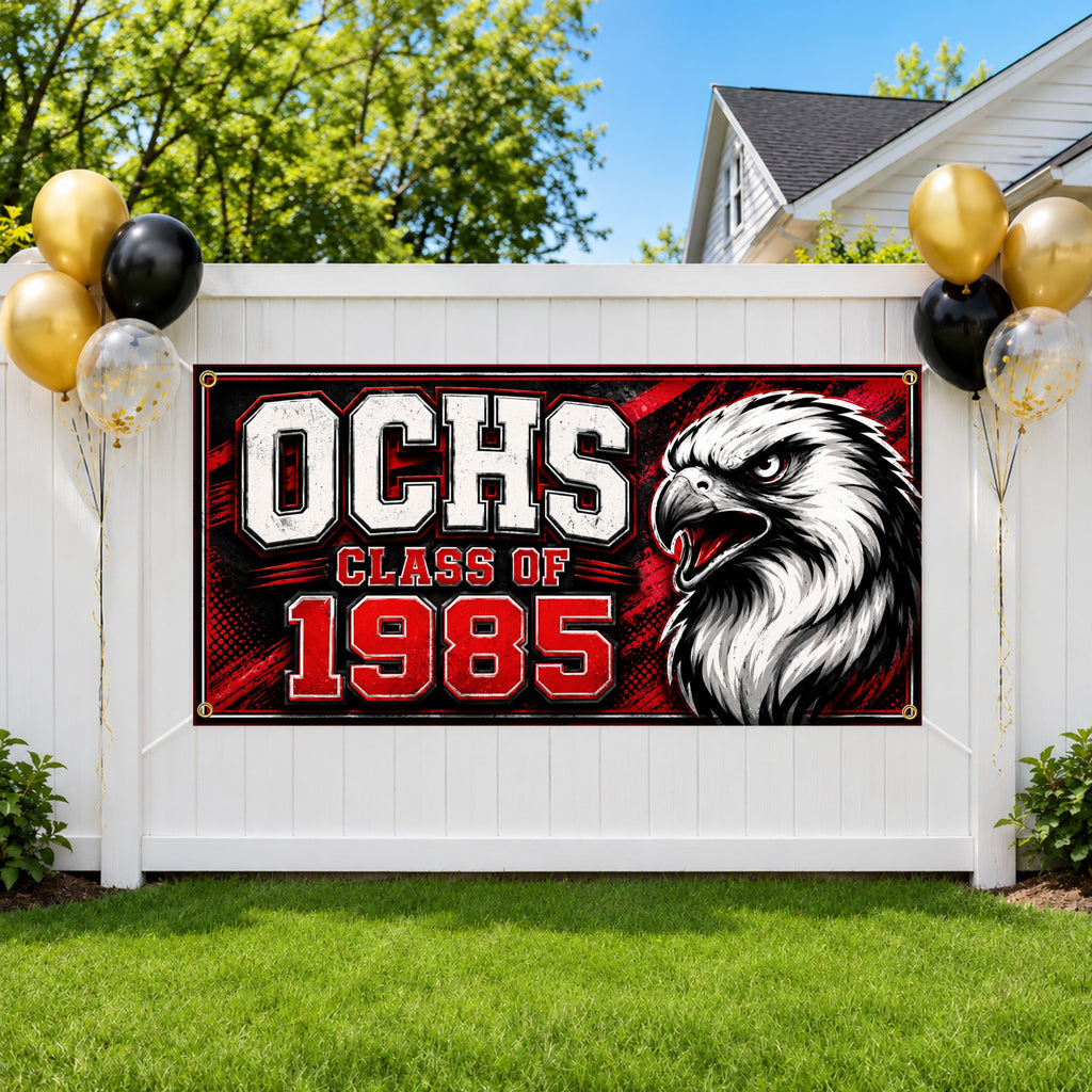 Custom Class Reunion Banner, Personalized Alumni Banner, Eagle Mascot Backdrop