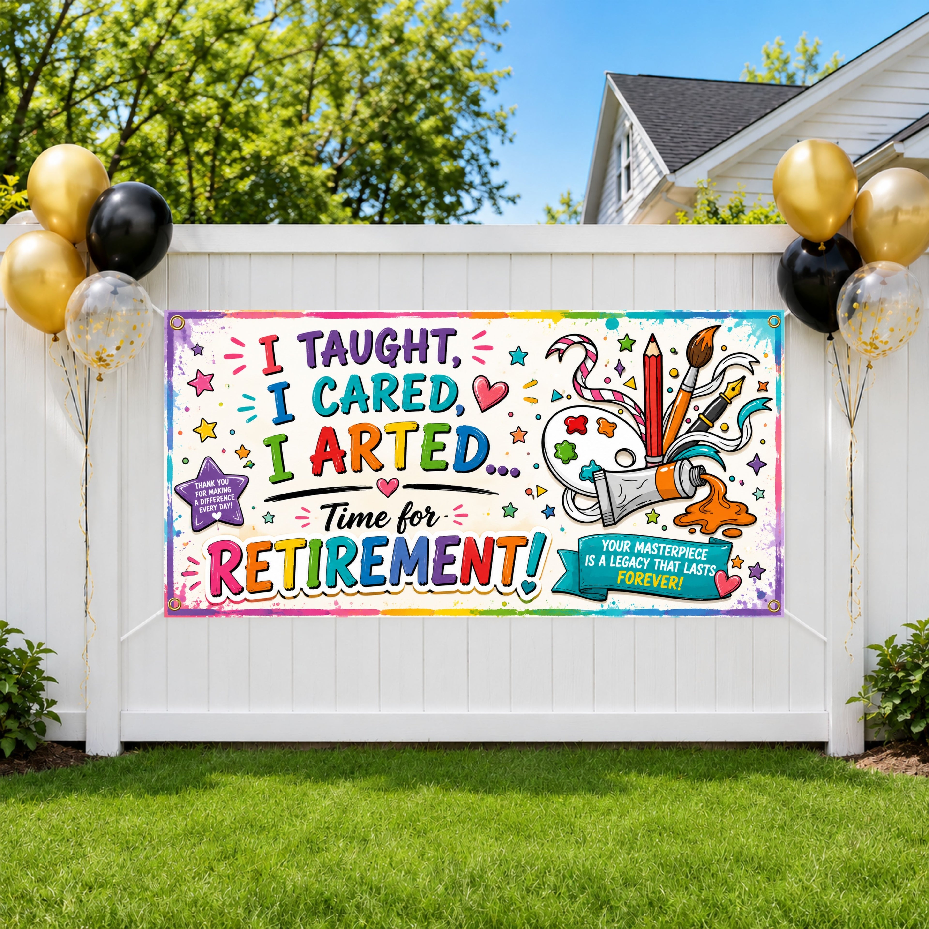 Funny Art Teacher Retirement Banner, Retirement Party Sign
