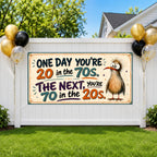 70th Birthday Banner, Funny 70th Party Backdrop, Twenty in the Seventies Sign