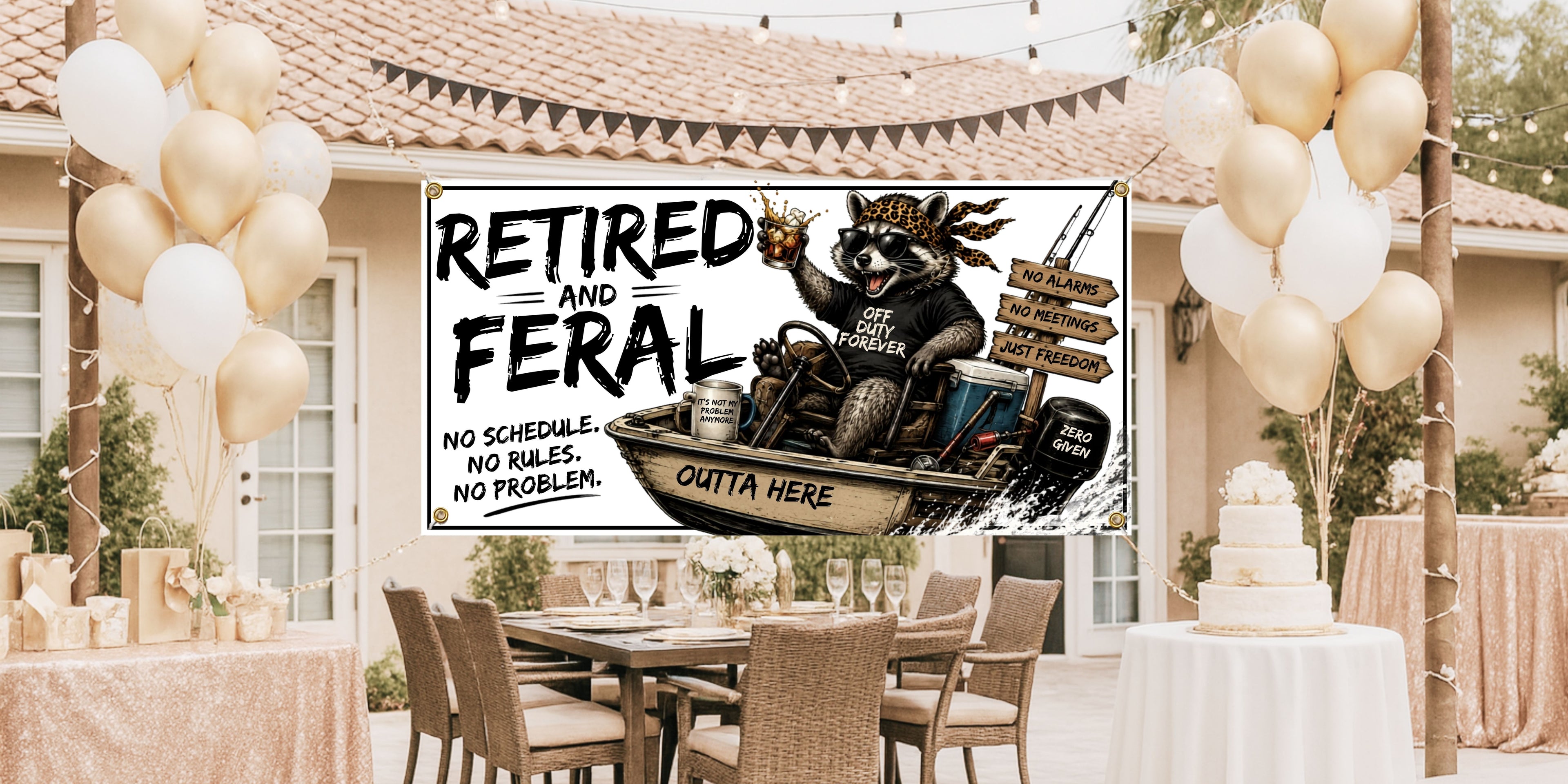 Funny Retirement Party Sign, Off Duty Forever Fishing Retirement, Sarcastic Coworker Farewell