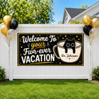 Retirement Party Banner, Funny Cat Retirement Sign, Forever Vacation Backdrop