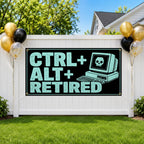 Funny Retirement Banner, Retro Computer Sign, Office Farewell Backdrop