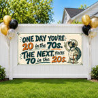 Funny 70th Birthday Banner, Turtle Party Sign, Aging Humor Backdrop