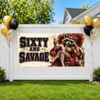 Funny 60th Birthday Banner, Sixty And Savage Sign, Queen Party Backdrop