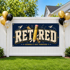 Teacher Retirement Banner, School Farewell Sign, Party Backdrop