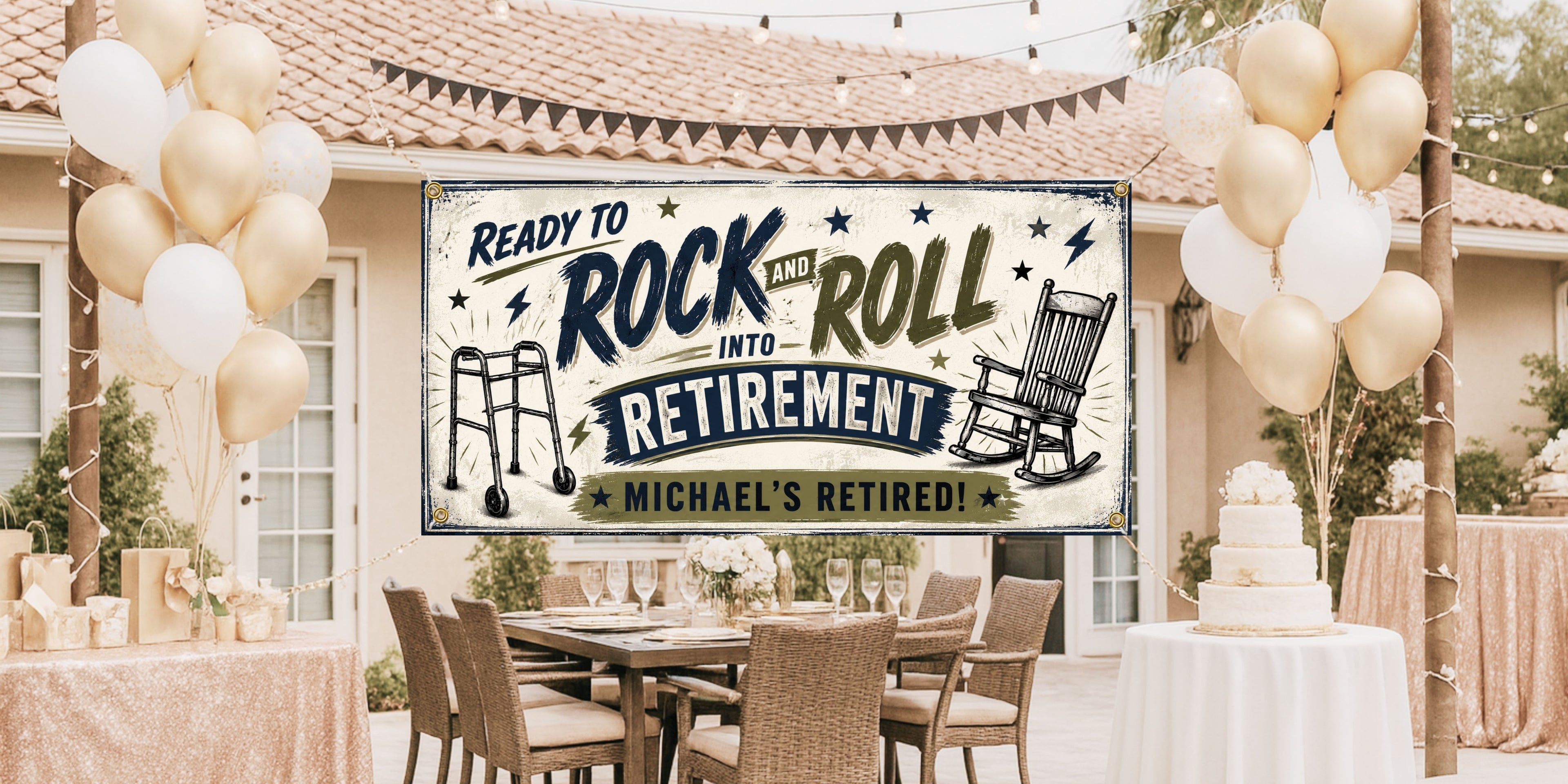 Funny Retirement Banner | Sarcastic Over the Hill Retirement Vintage Party Sign