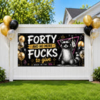 Funny 40th Birthday Banner, Forty And No More F*cks Sign, Raccoon Party Backdrop