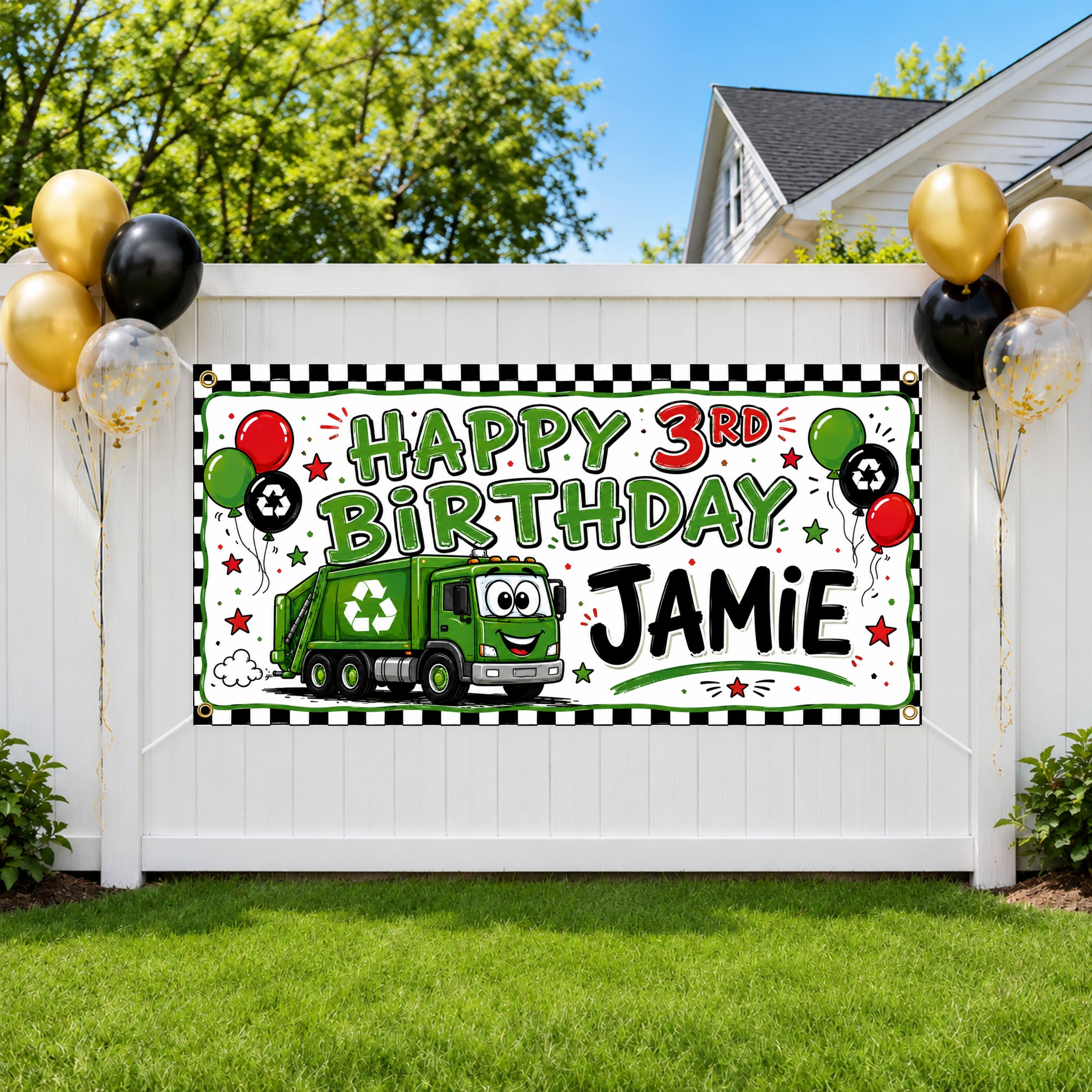 Garbage Truck 3rd Birthday Banner
