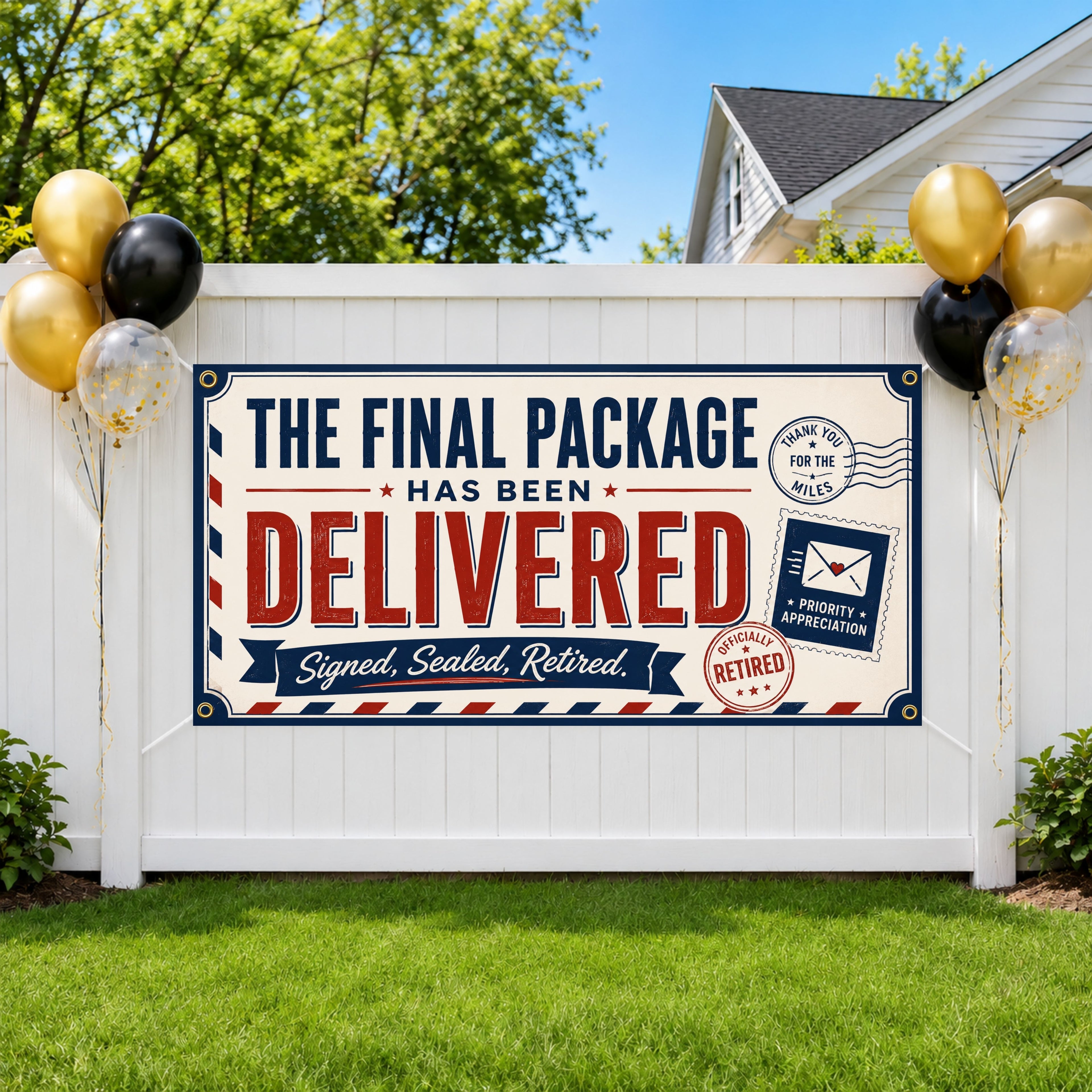 Funny Retirement Banner, Personalized Retirement Party Sign, Postal Worker