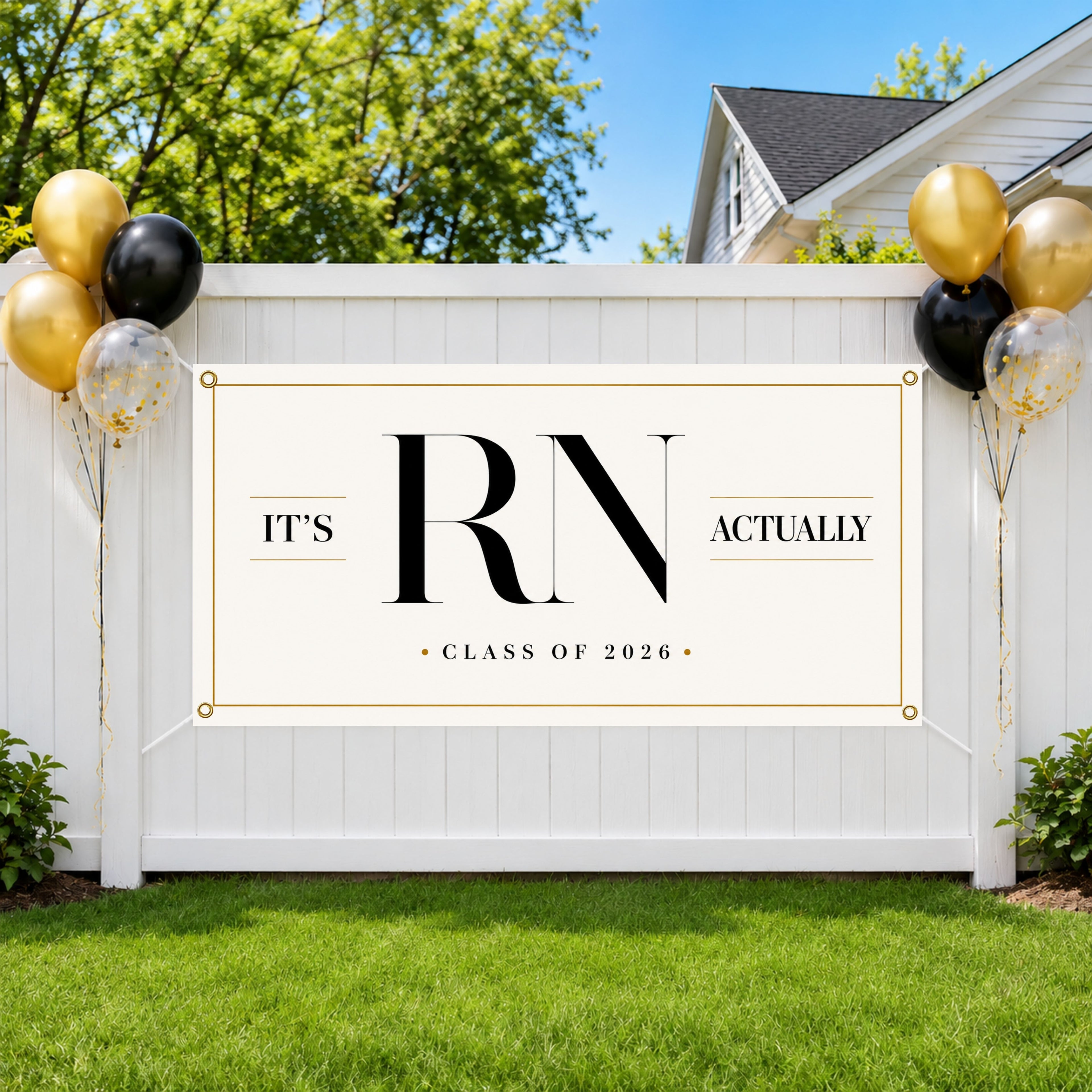 RN Graduation Banner, Nurse Grad Party Sign, Minimalist Nursing Backdrop