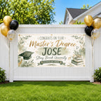 Masters Degree Banner, Personalized Graduation Sign, Custom Name Backdrop