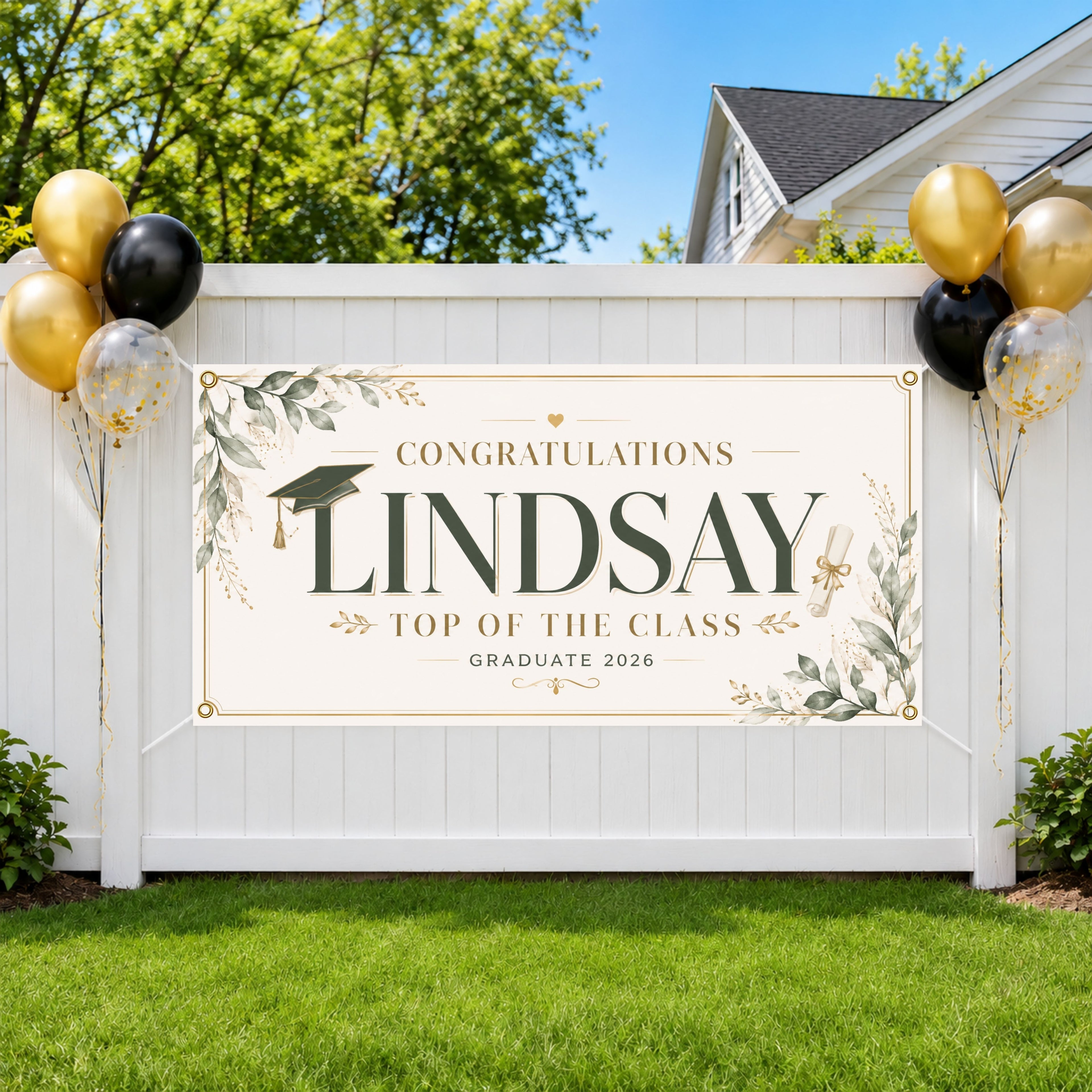 Graduation Banner, Personalized Grad Party Sign, Custom Names