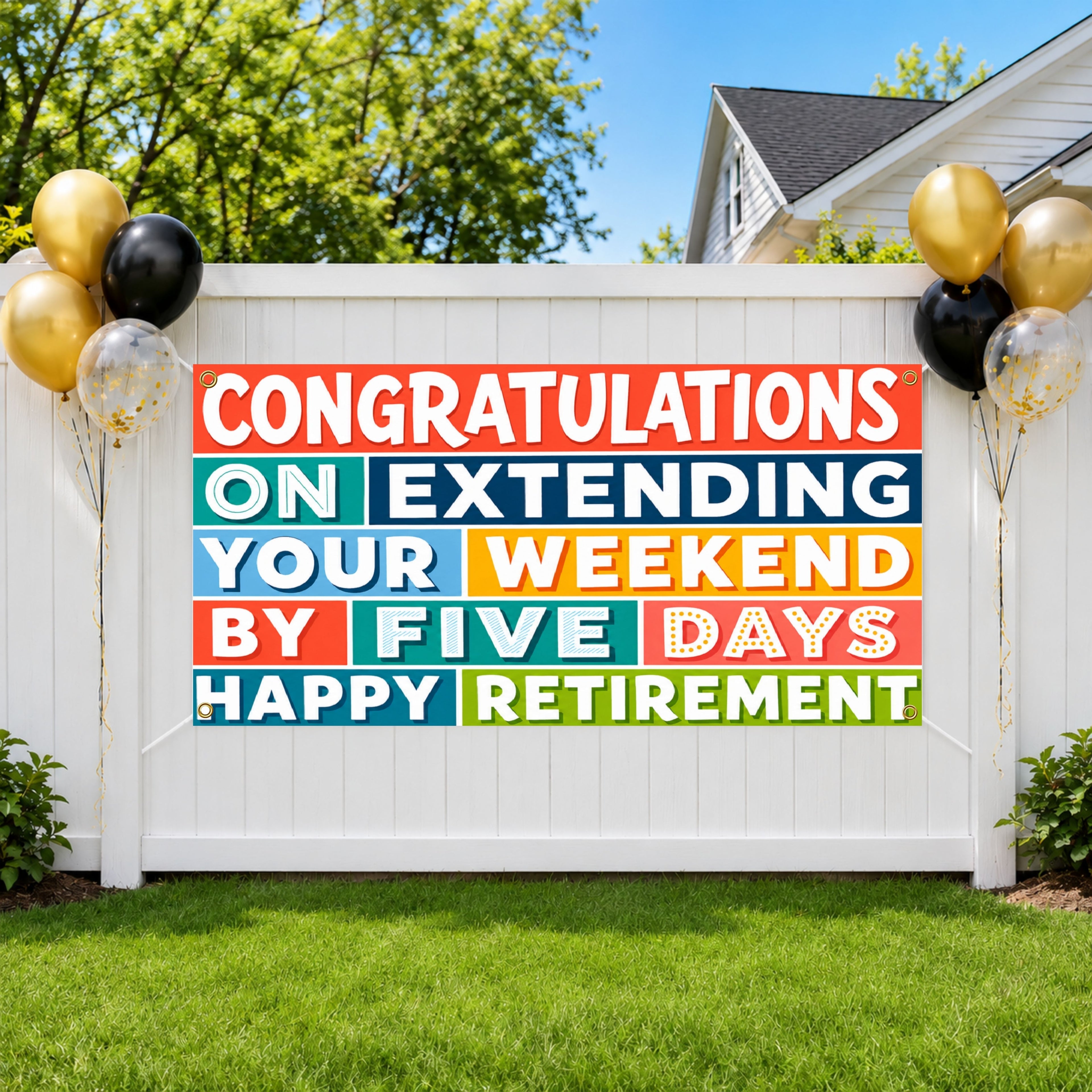 Funny Retirement Banner, Extended Weekend Sign, Office Party Backdrop
