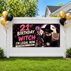 Funny 21st Birthday Banner, Birthday Witch Party Sign, Halloween Backdrop