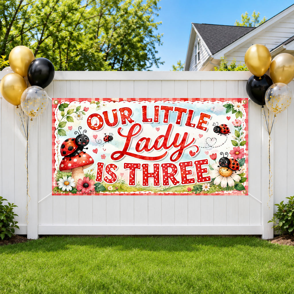 Ladybug 3rd Birthday Banner