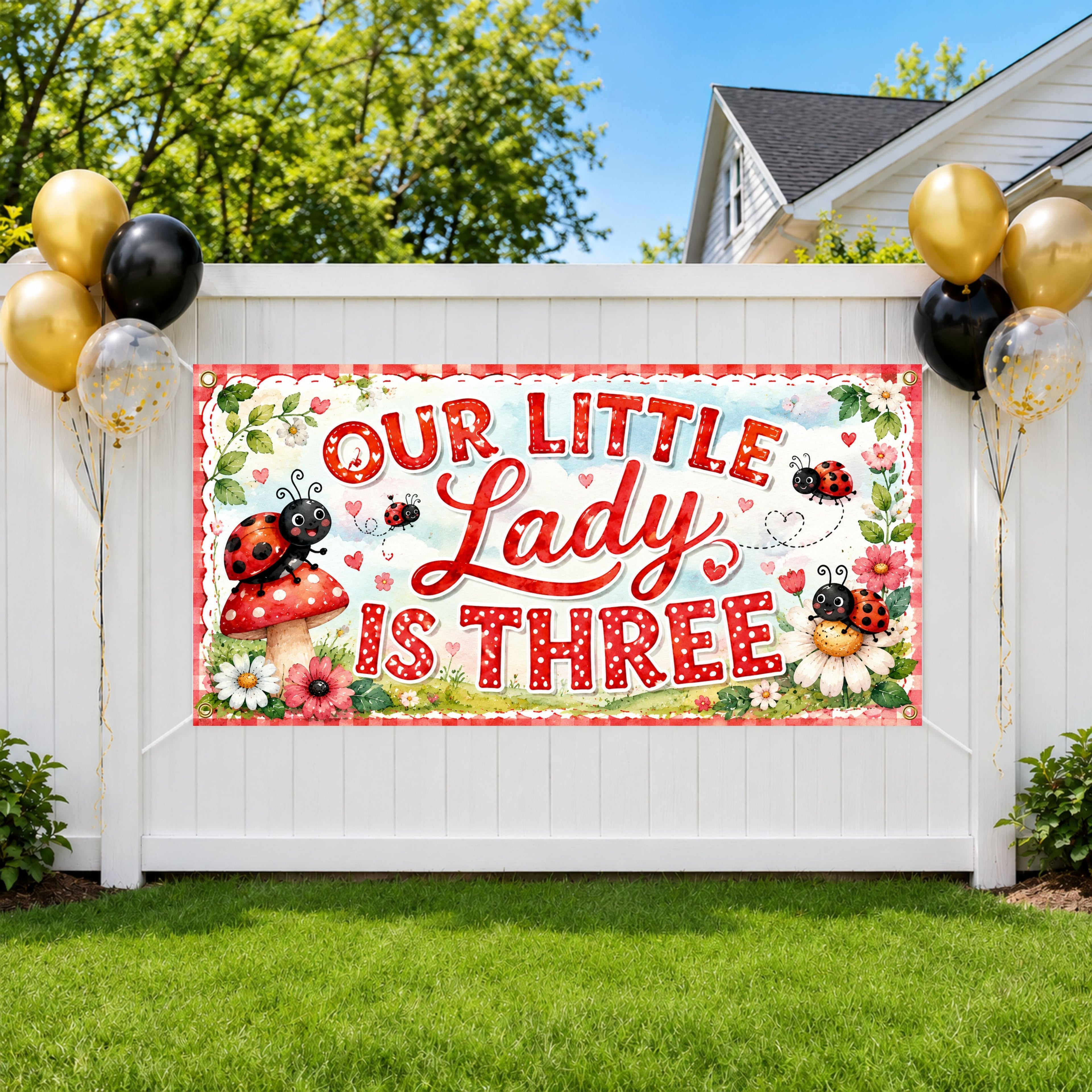 Ladybug 3rd Birthday Banner