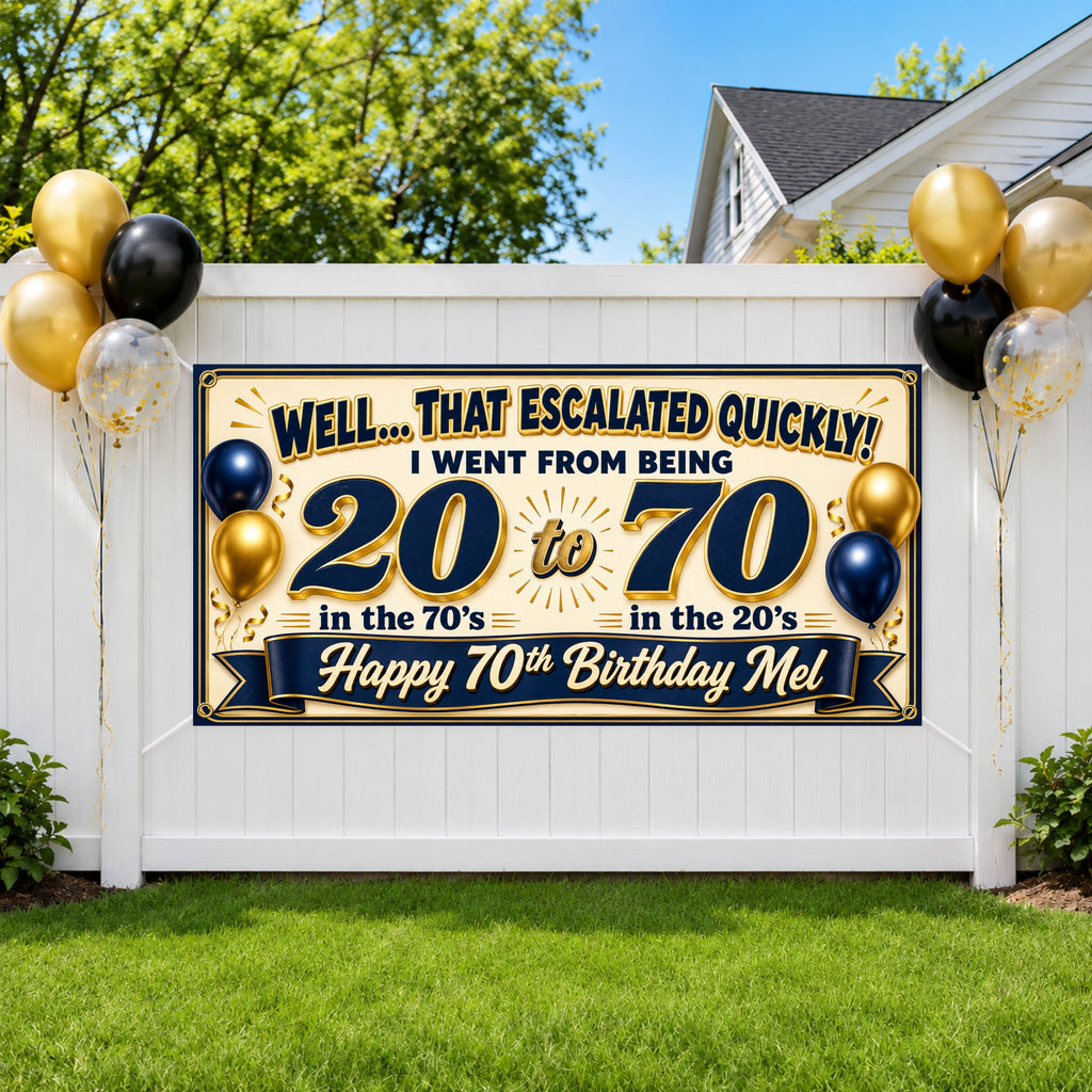 Golf 70th Birthday Banner, Funny Sarcastic Seventy Banner