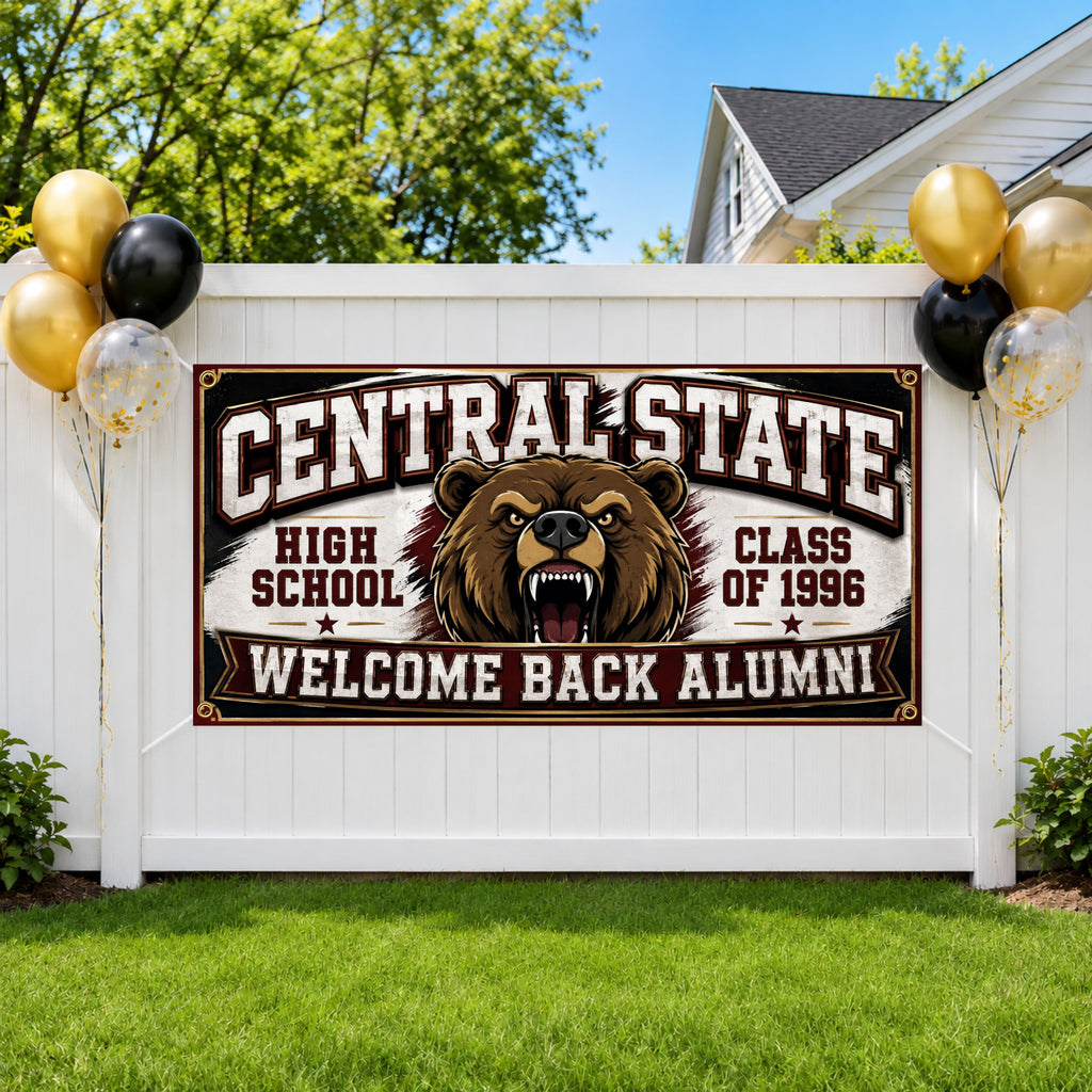 Bear Reunion Banner, High School Reunion Sign, Alumni Photo Backdrop