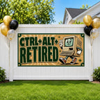 Funny Retirement Banner, Retro Computer Sign, Office Farewell Backdrop