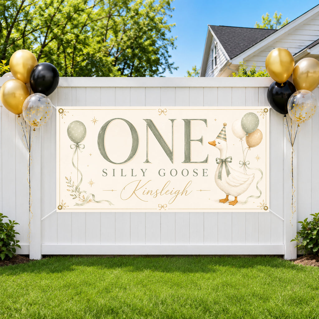 Silly Goose 1st Birthday Banner, Goose Party Sign, Cake Backdrop
