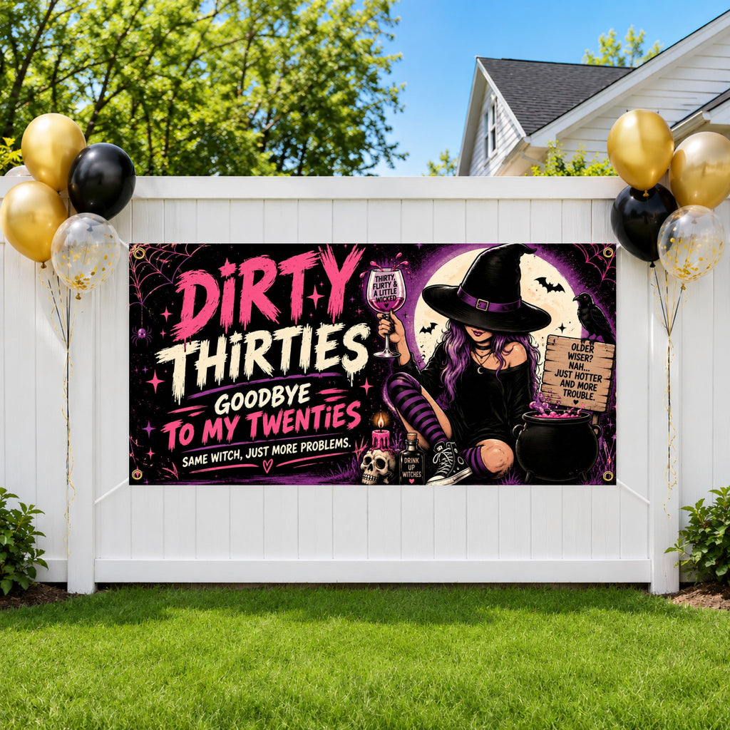 Witch 30th Birthday Banner