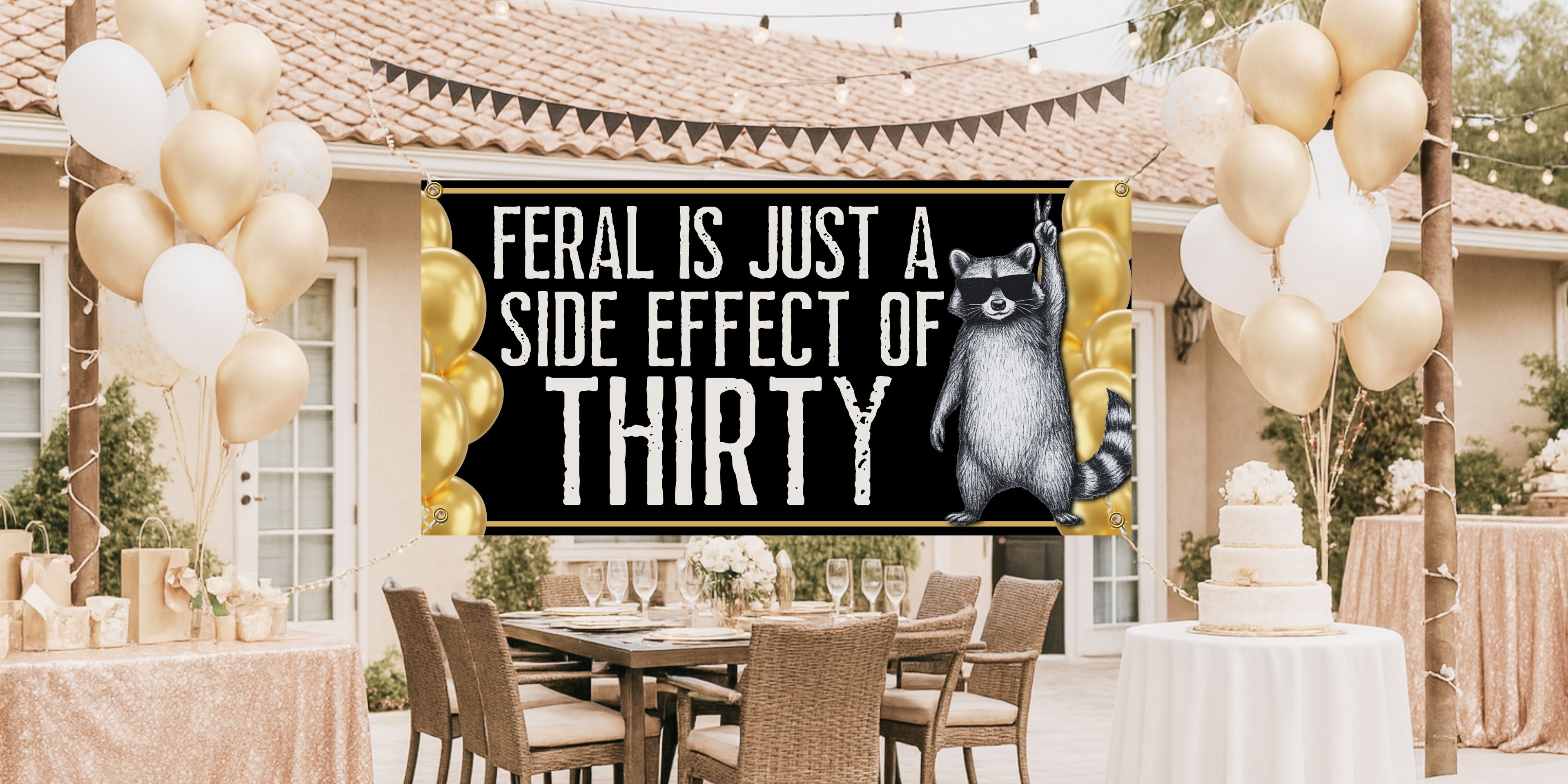 Funny 30th Birthday Banner | Feral Is Just a Side Effect of Thirty