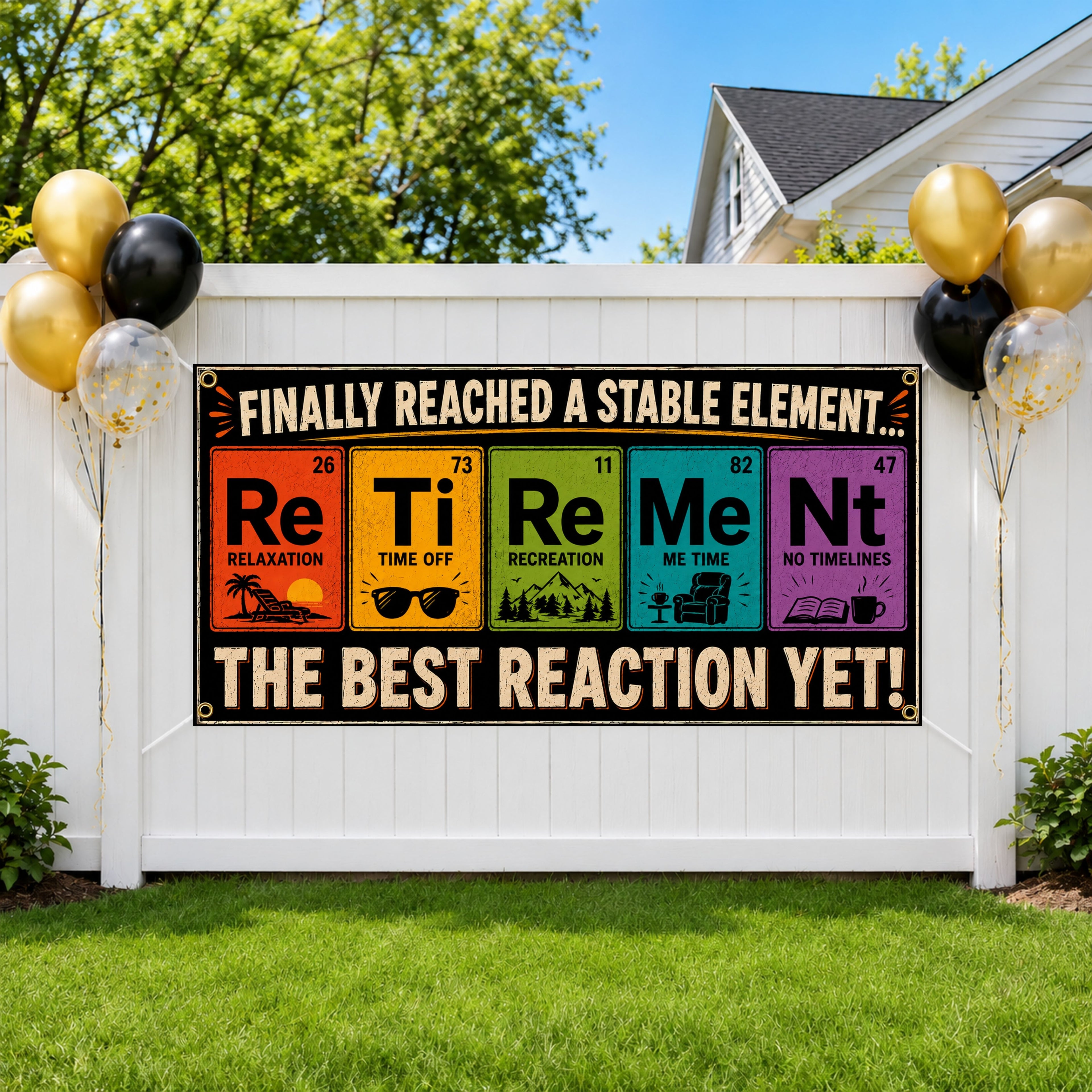 Chemistry Retirement Banner, Science Teacher Retirement Sign, Party Backdrop