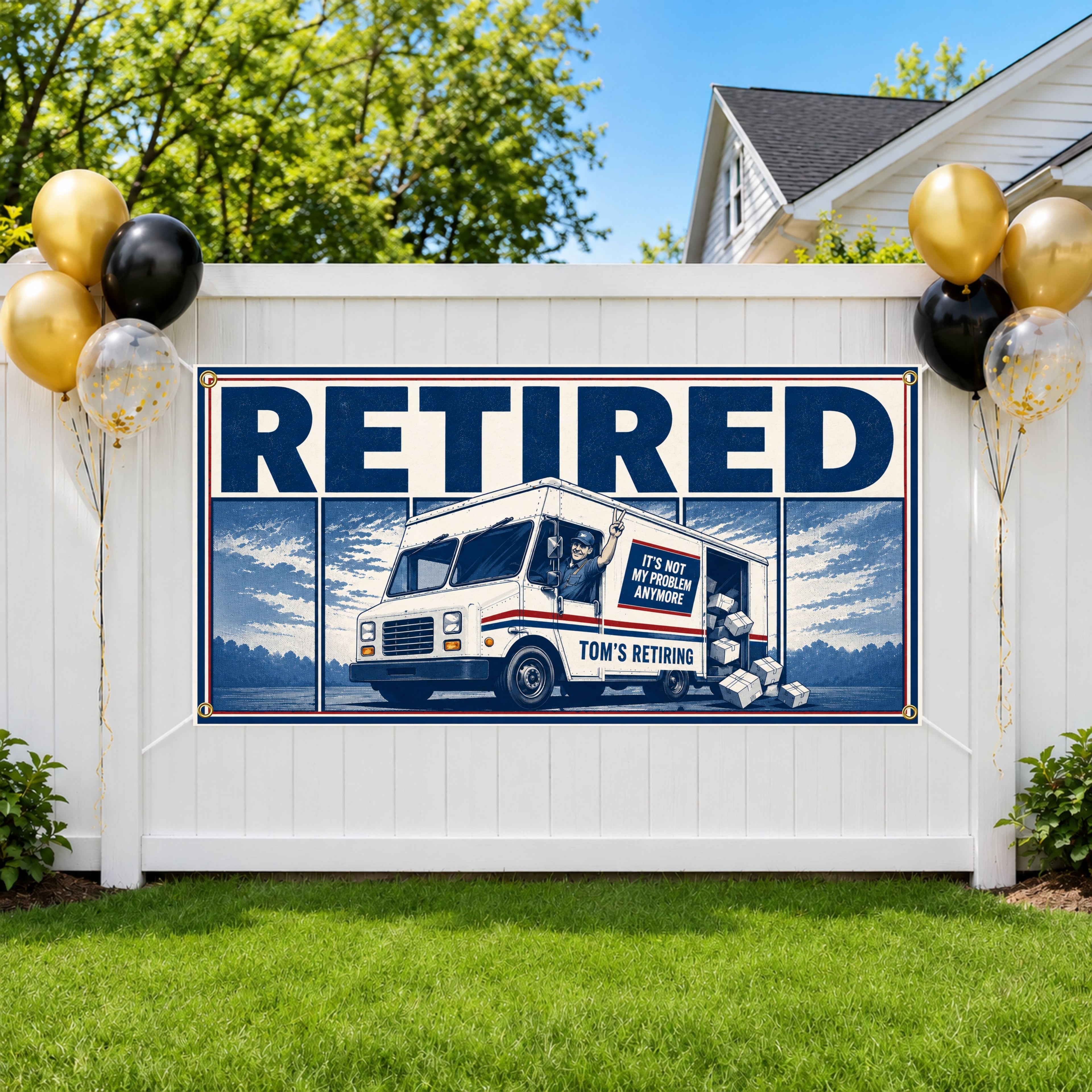 Funny Retirement Banner, Retired Party Sign, Personalized Retirement Decor