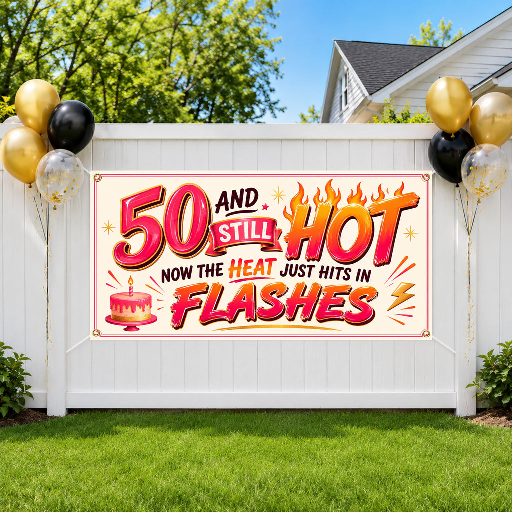 Funny 50th Birthday Banner, Menopause Party Sign, Women Backdrop