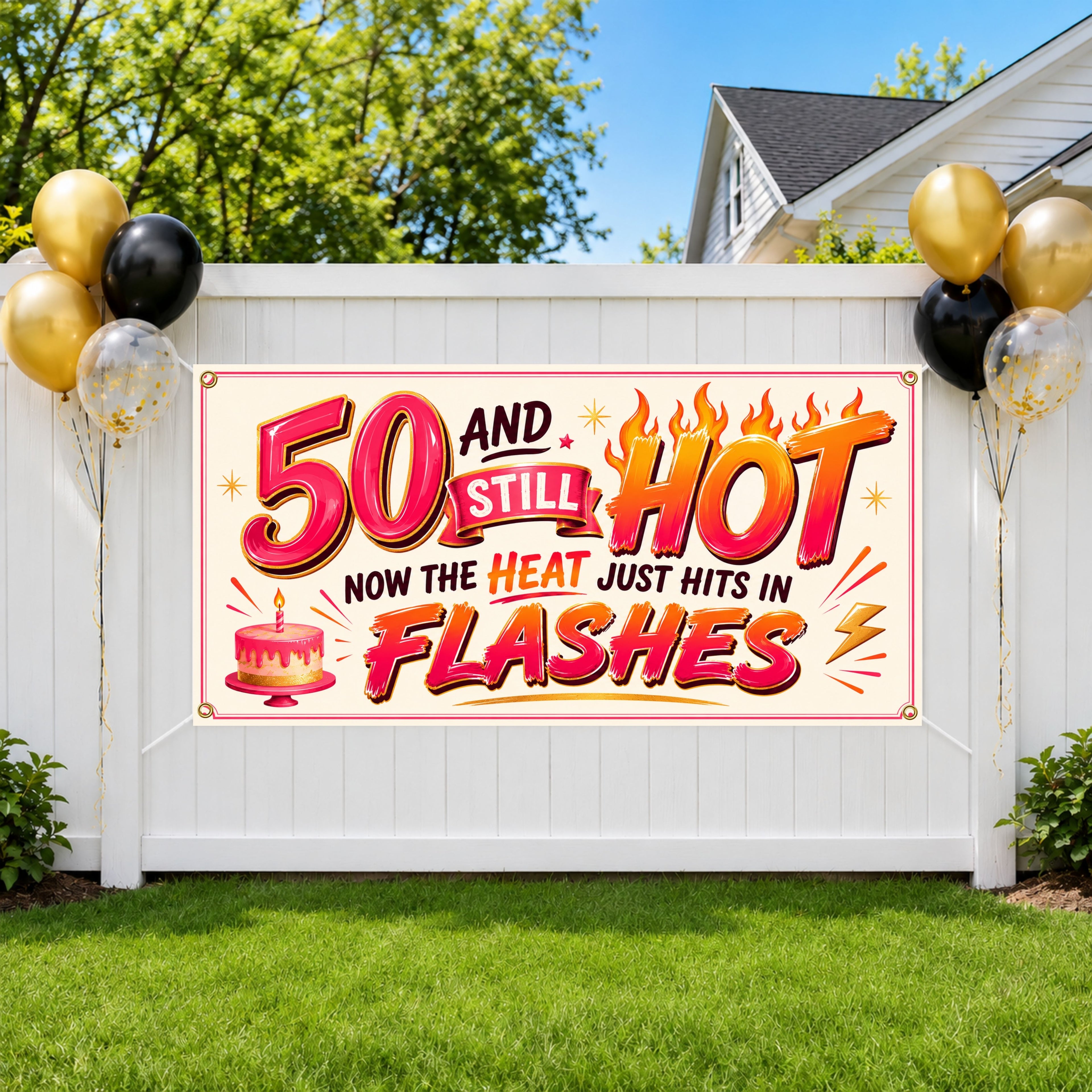 Funny 50th Birthday Banner, Menopause Party Sign, Women Backdrop