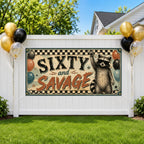 Funny 60th Birthday Banner, Raccoon Party Sign, Savage Birthday Backdrop