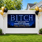 Funny Birthday Banner, Stars Aligned Party Sign, Photo Backdrop