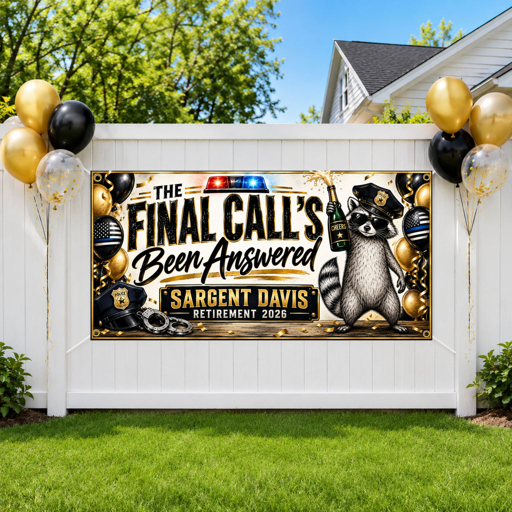 Raccoon Police Retirement Banner