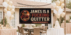 Funny Retirement Banner | Proud Quitter Cheers to Retirement Party Vintage Decor
