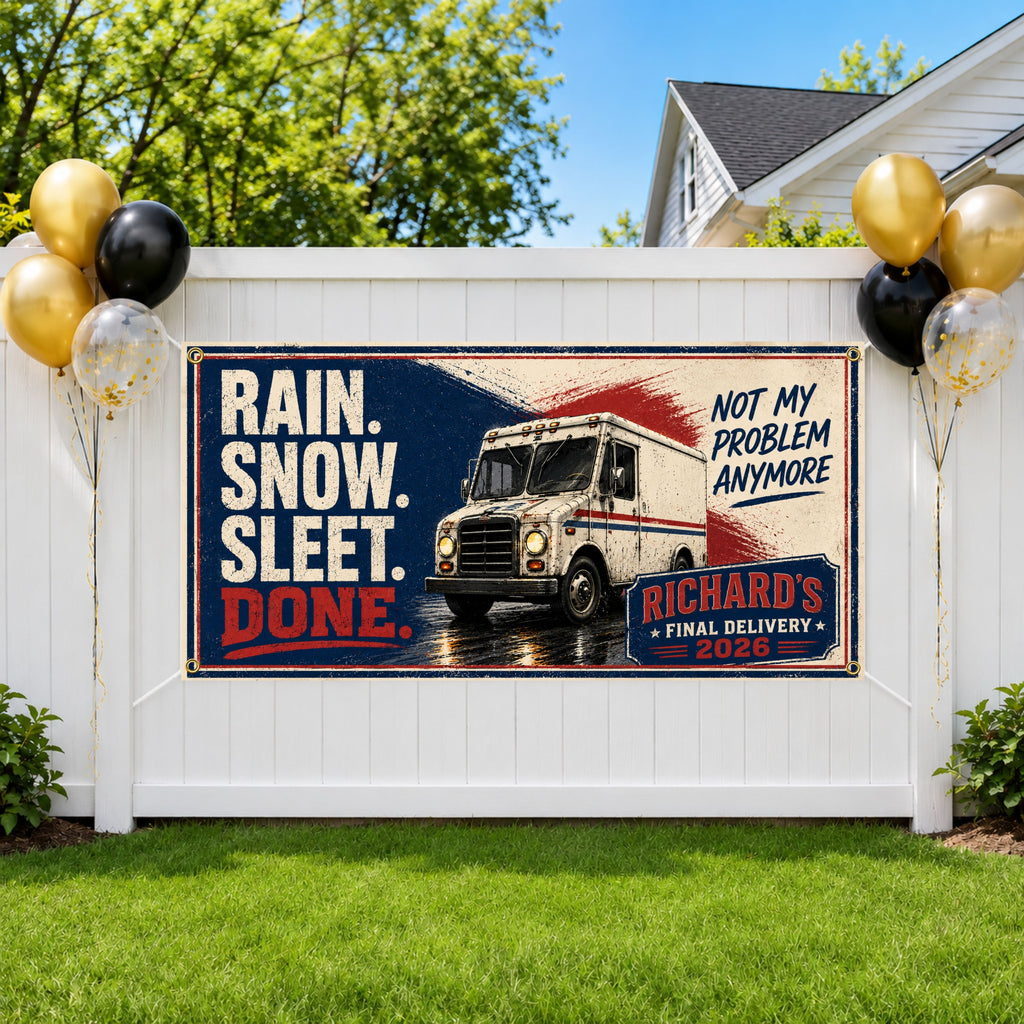 Funny Retirement Banner, Mail Carrier Retirement Sign, Final Delivery Backdrop