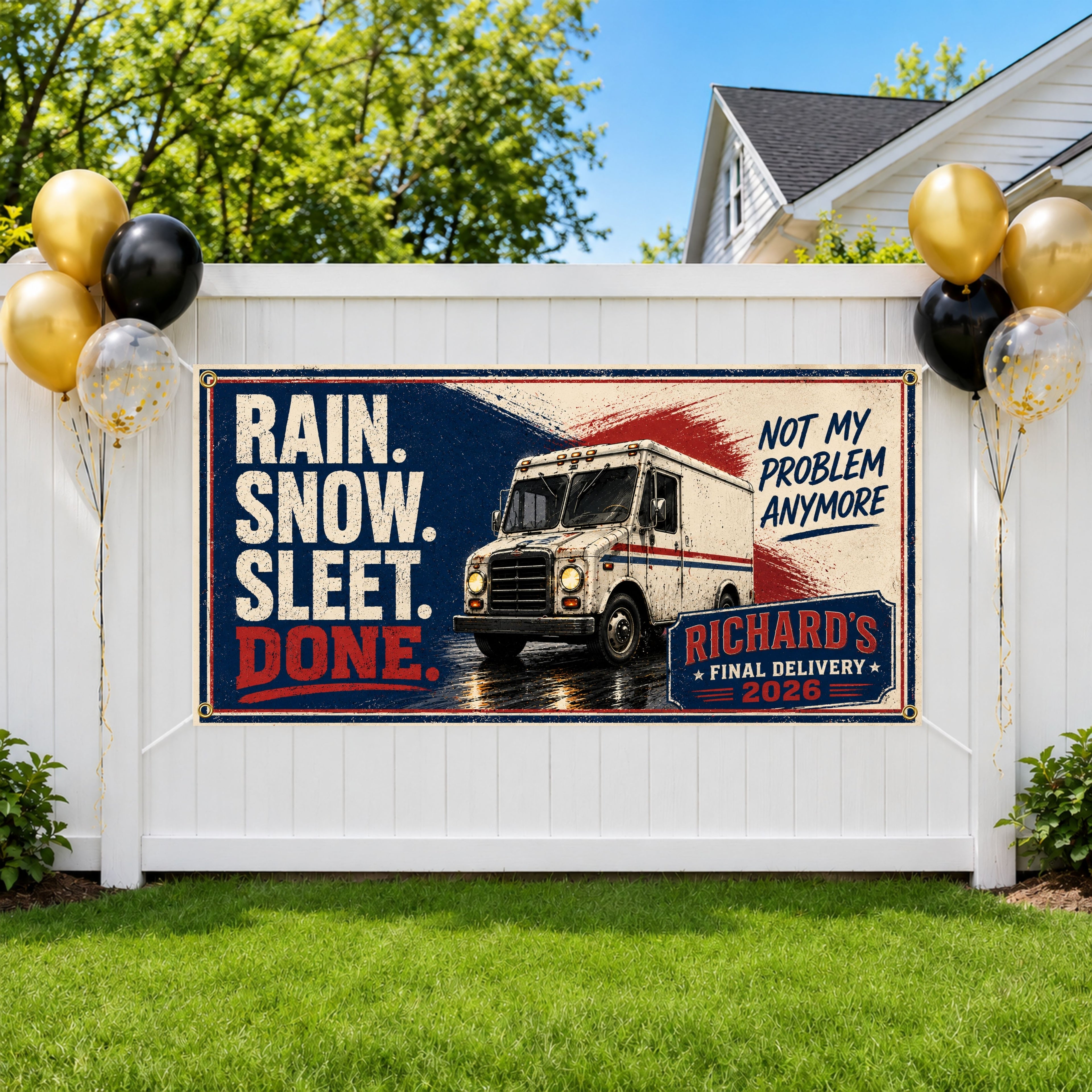 Funny Retirement Banner, Mail Carrier Retirement Sign, Final Delivery Backdrop