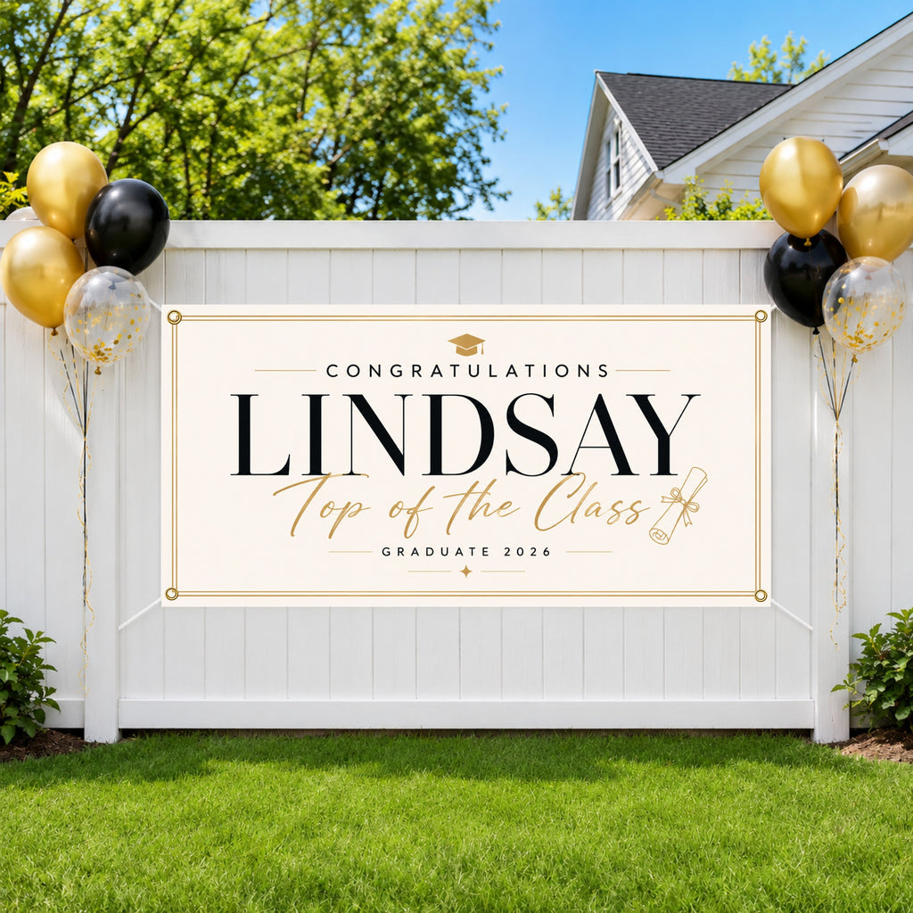 Graduation Banner, Personalized Grad Party Sign, Custom Name Backdrop