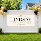 Graduation Banner, Personalized Grad Party Sign, Custom Name Backdrop