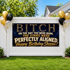 Funny Birthday Banner, Stars Aligned Party Sign, Photo Backdrop