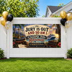 Lawyer Retirement Banner, Jury Is Out Retirement Sign, Cruise Backdrop