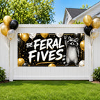 5th Birthday Banner, Feral Fives Party Backdrop, Funny Raccoon Sign