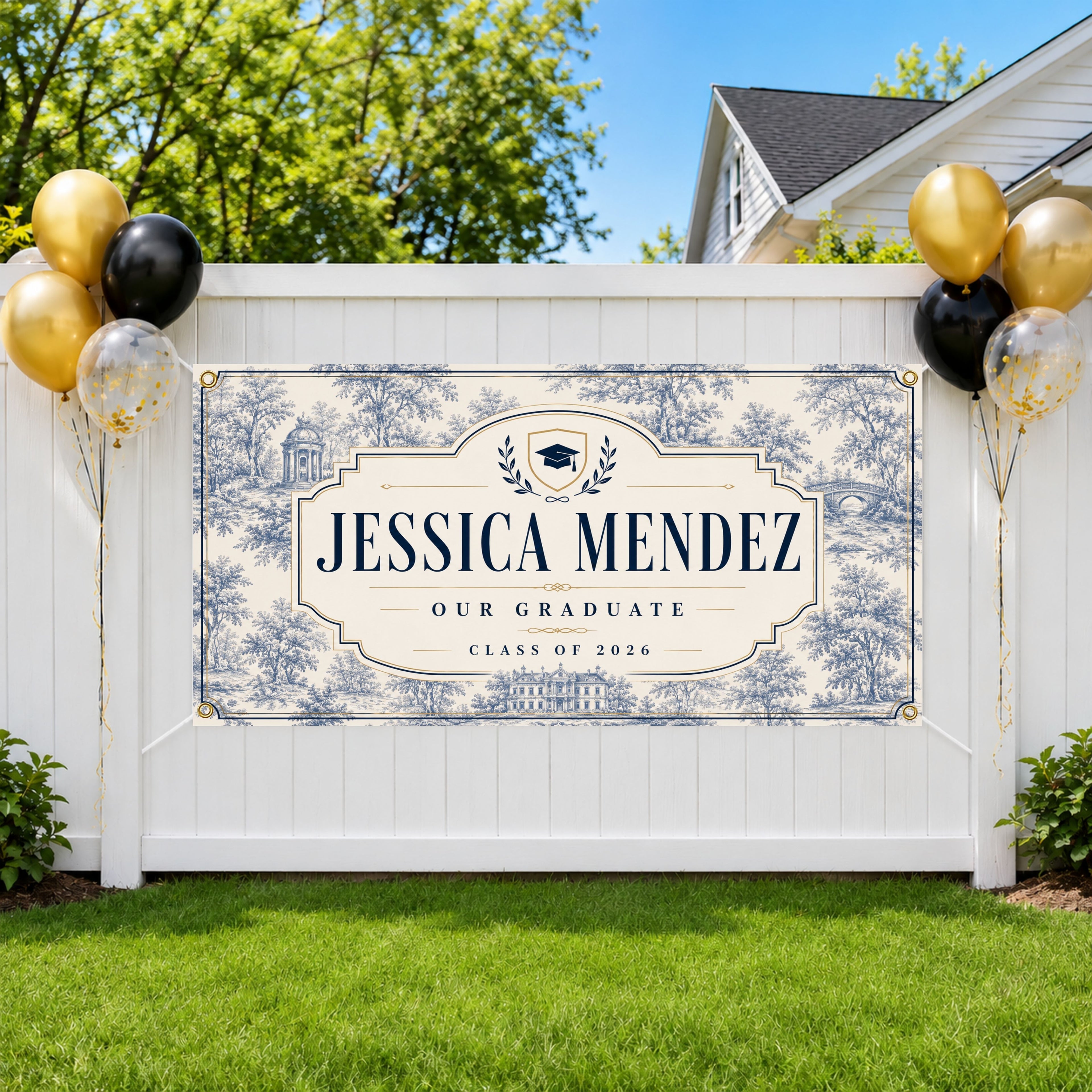 Graduation Banner, Personalized Grad Party Sign, Custom Name Backdrop