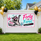 Funny 40th Birthday Banner, Raccoon Party Sign, Feral Backdrop