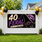 Funny 40th Birthday Banner, Feral Forty Witch Party Sign, Halloween Backdrop