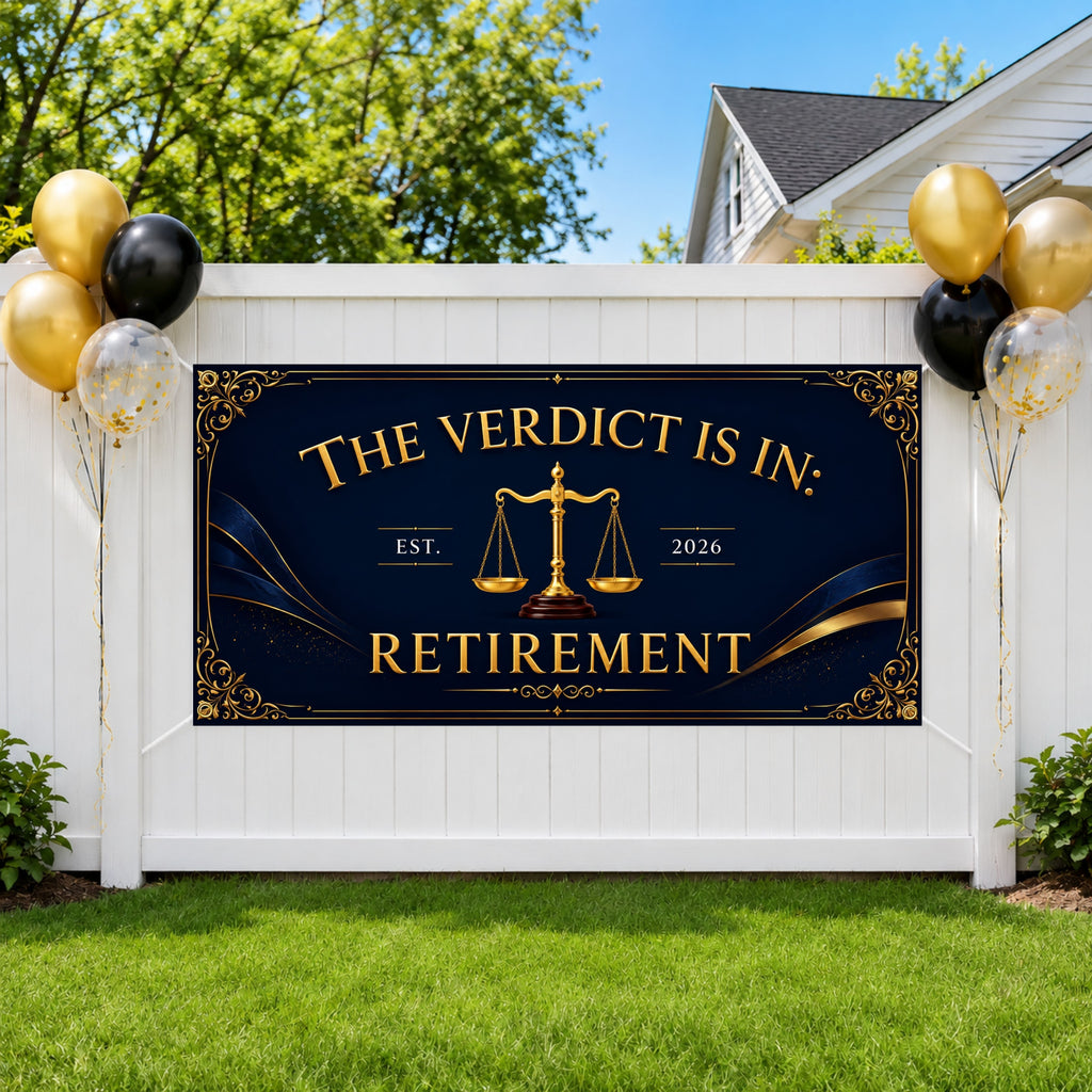Judge Retirement Banner, Funny Retirement Party Sign, Lawyer Backdrop
