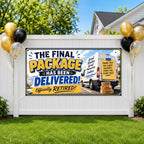 Retirement Party Banner, Final Package Delivered Sign, Office Farewell Backdrop