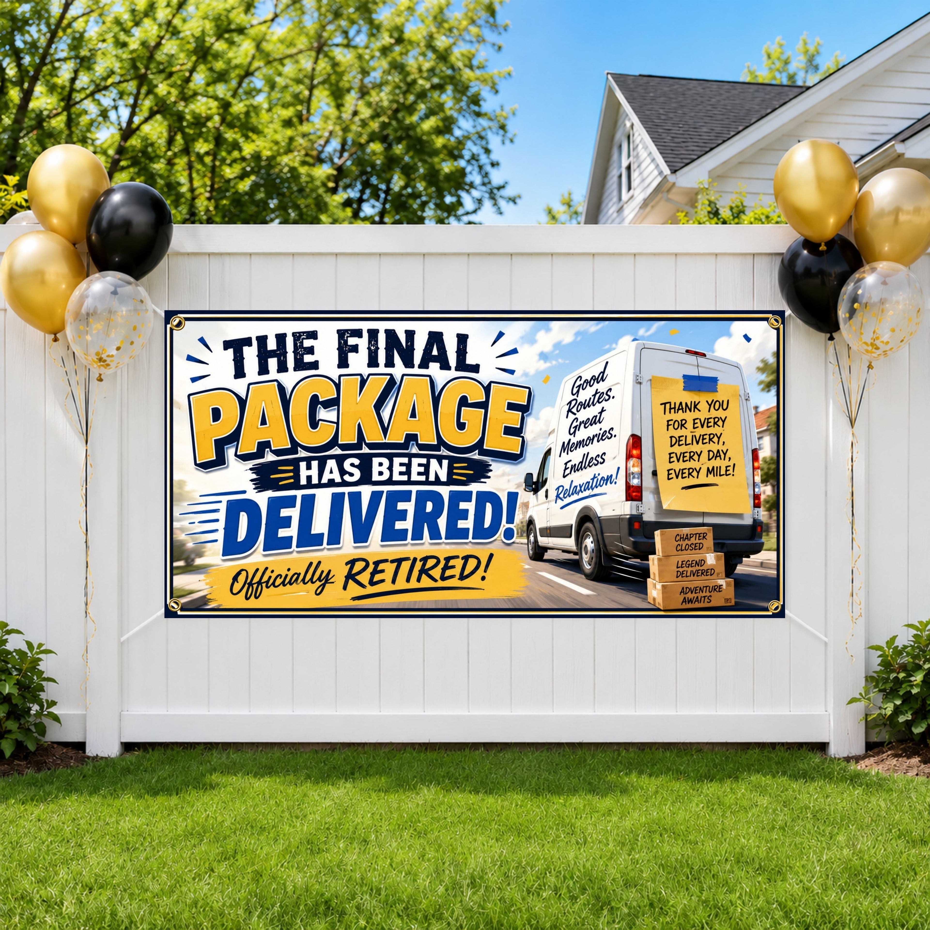 Retirement Party Banner, Final Package Delivered Sign, Office Farewell Backdrop