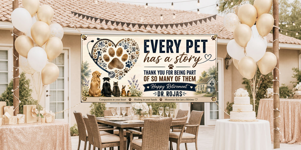 Veterinarian Retirement Banner | Every Pet Has a Story Vet Retirement Party